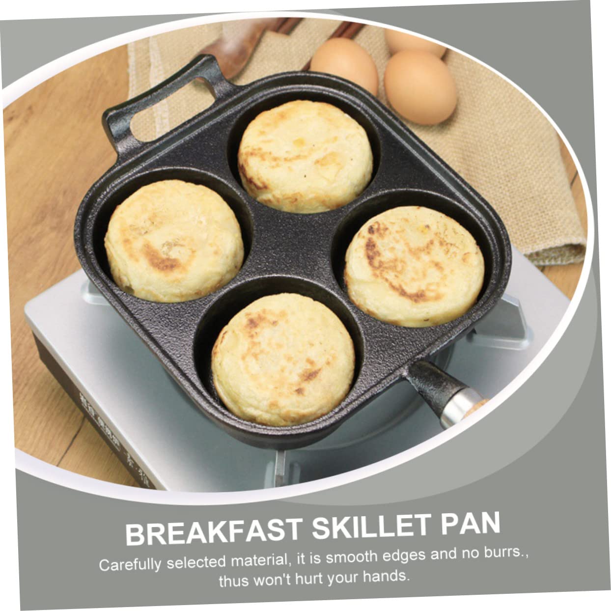 SOLUSTRE 1Pc Non Stick Egg Frying Pan Four Cavity Egg Cooker Cooking Tool for Home Use Easy to Clean Even Heating for Omelettes and