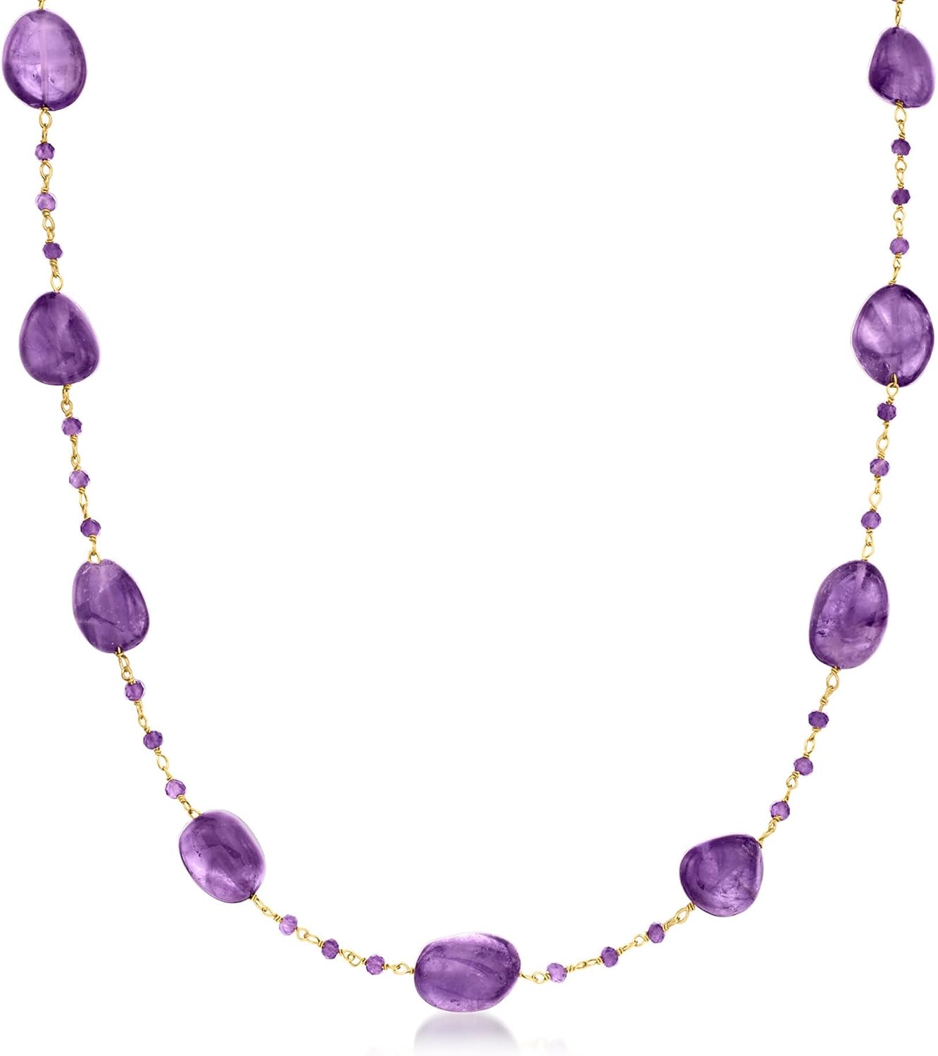 Ross-Simons 99.50 ct. t.w. Amethyst Bead Station Necklace in 18kt Gold Over Sterling. 18 inches