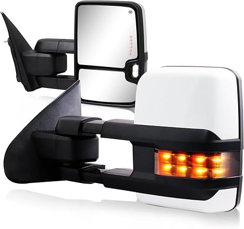 Miniatura 9 de Espejos de remolque 2014-2018 Chevy Silverado GMC Sierra con luz de funcionamiento, luz de señal de giro, luz de respaldo, calefacción, vidrio