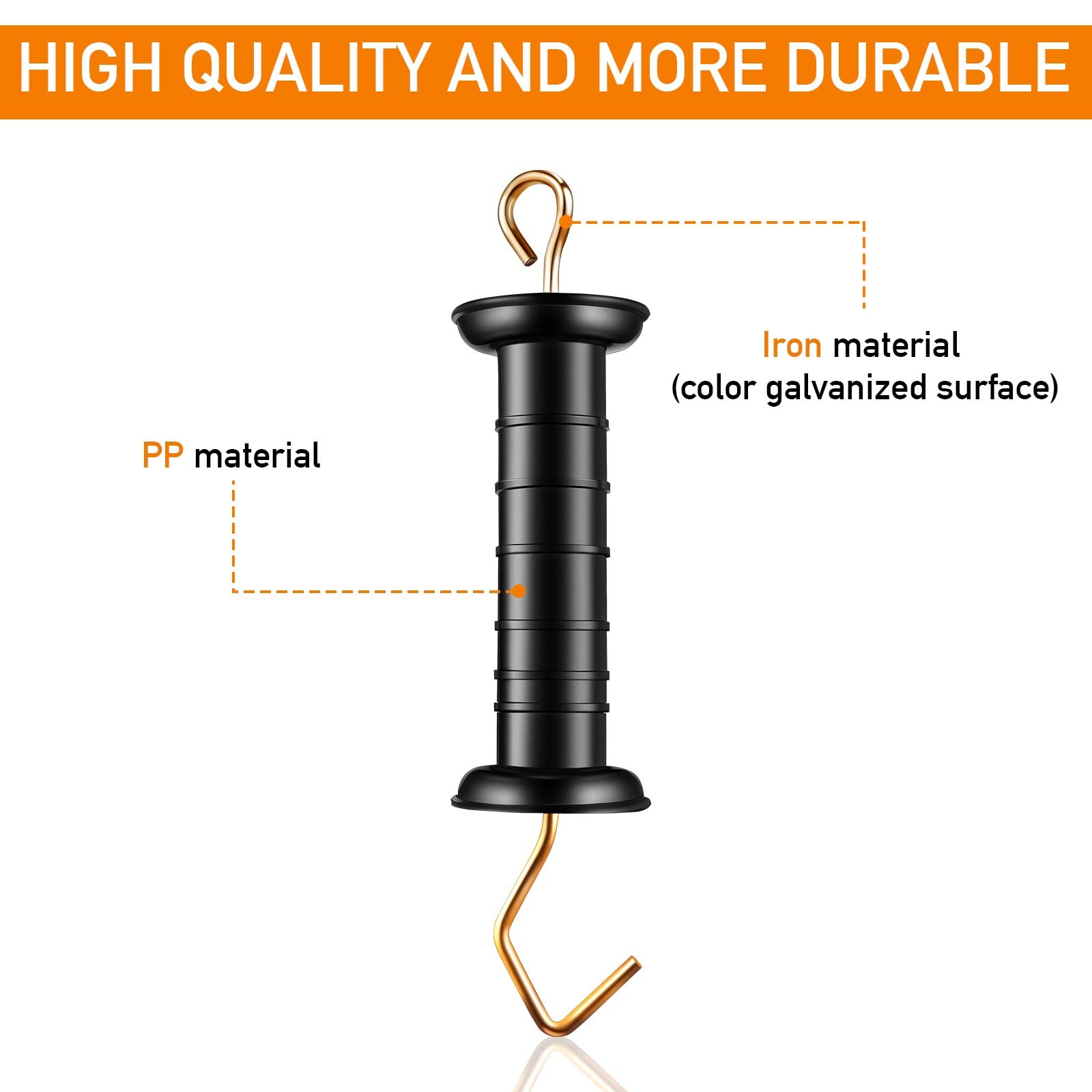 Therwen 18 maniglie per cancello elettrico in plastica per recinzioni, con isolanti, isolanti, con molla, isolanti, resistenti, per recinzioni, colore nero