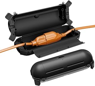 [2 Pack] Outdoor Extension Cord Safety Cover with Waterproof Seal, Weatherproof Electrical Connection Box to Protect Outdoor Outlet, Plug, Socket, Christmas Holiday Decoration Light, Black