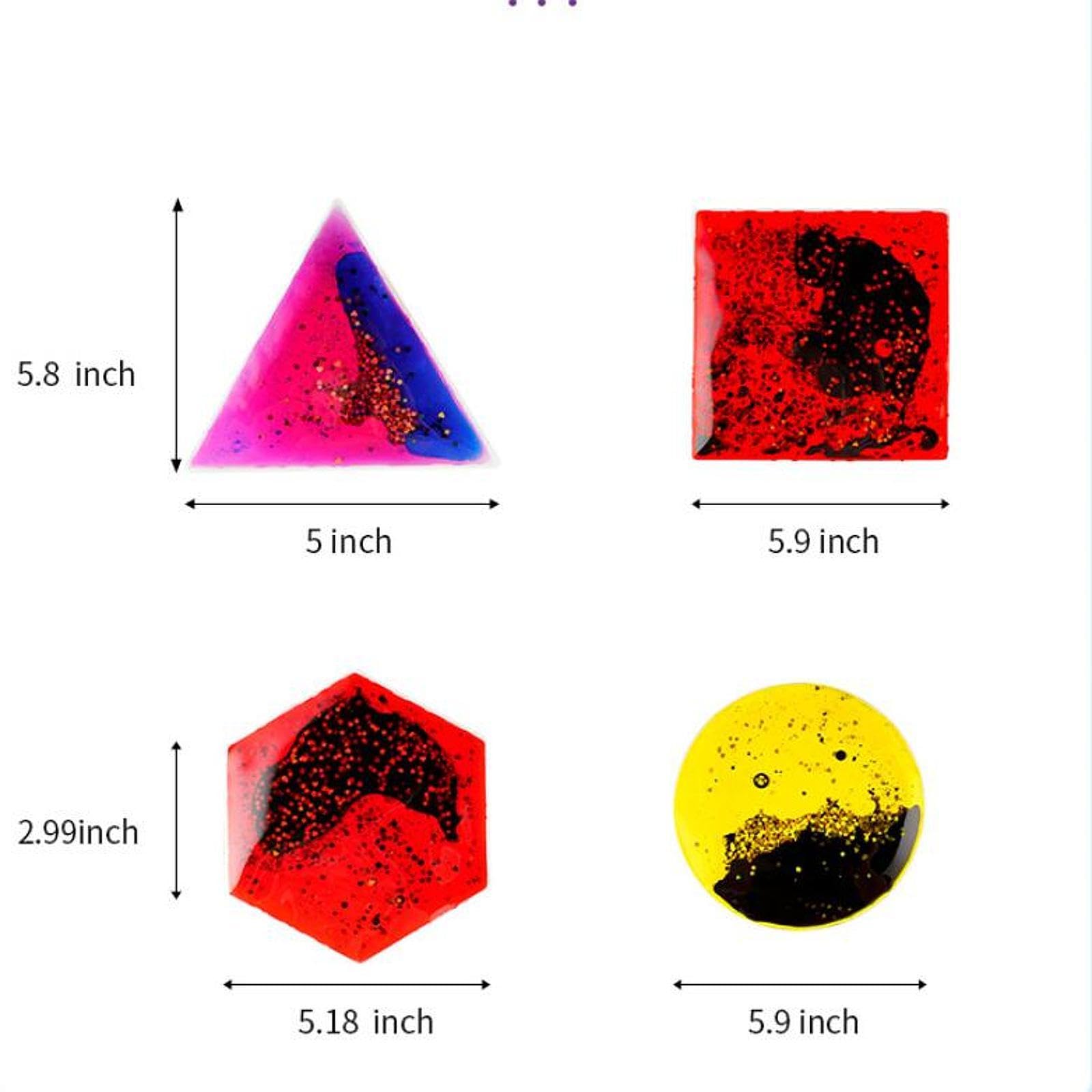 6 Stück Sensory Gel Liquid Spielzeug für Kinder mit Weicher TPU Beschaffenheit Fidget Flüssigkeitsbewegung Spielmatte Wasser Aktivitätspad Visuelle Un, Quadrat