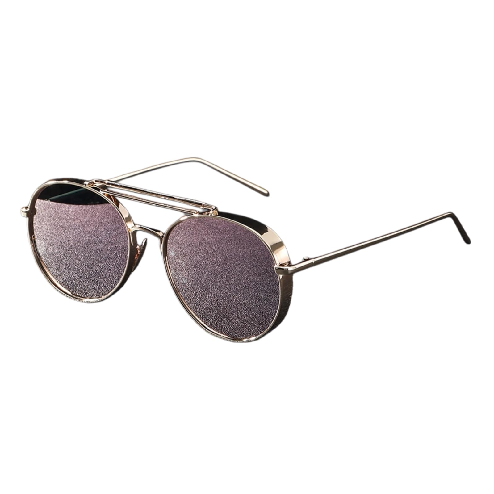 Occhiali da Sole A Doppio Ponte in Metallo Sottile Lente Specchio Retro Leggeri All'aperto