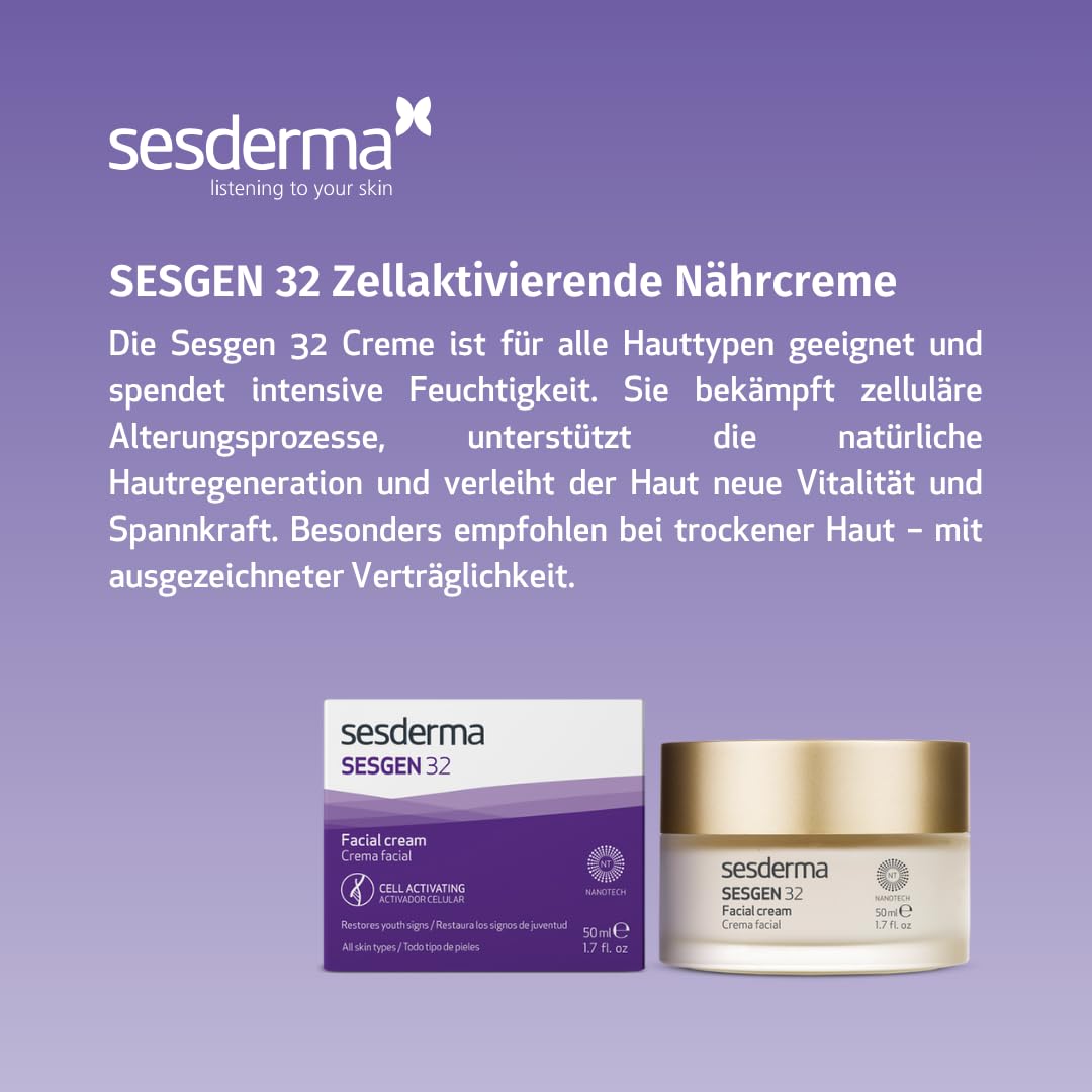 Sesderma SESGEN 32 Geschenkset – Zellaktivierende Anti-Aging Gesichtscreme 50 ml + Augencreme 15 ml – Mit Teprenon, Hyaluronsäure & DMAE – Regenerierende Pflege für strahlende Haut