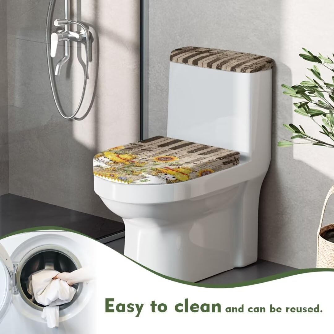 Skull Print Toilet Seat & Tank Cover Set – Machine Washable, Stretchable Polyester Decor (2-Piece)