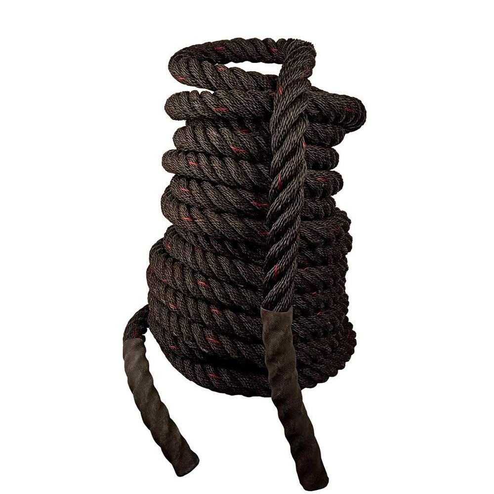 AZUKA® Polypropylene Battle Rope for Gym, Battle Rope for Home, Heavy Battle Rope, 1.5 Inches Diameter (20 FT, Black-Red)