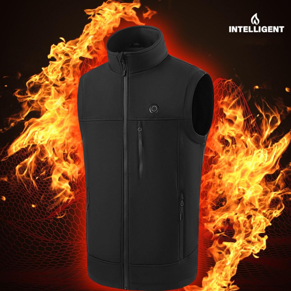 Chaleco Térmico para Hombre y Mujer, Chaleco Eléctrico Calefactable con 3 Ajustes Temperatura Calentamiento Rápido 10s 5V Seguro Lavable Impermeable al Viento Army Green XL