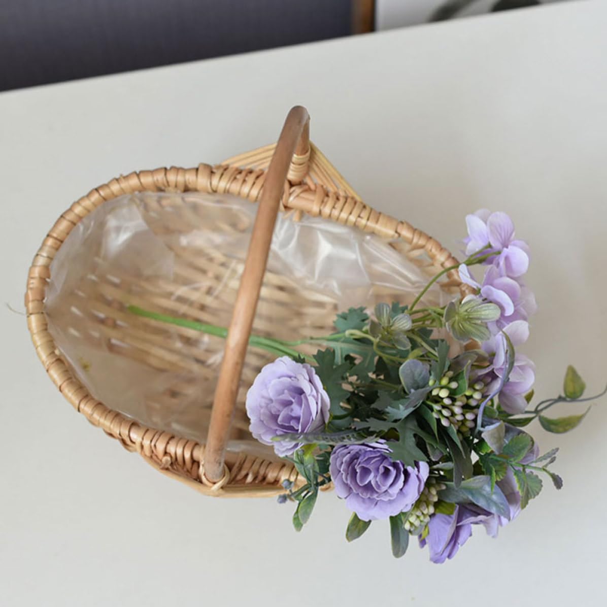 Blumenkorb Geflochten aus Weide Kleiner Tragbarer Korb mit Henkel für Hochzeitsblumenmädchen und Obst Handgefertigter Mehrzweckkorb für Tischdeko und Picknick