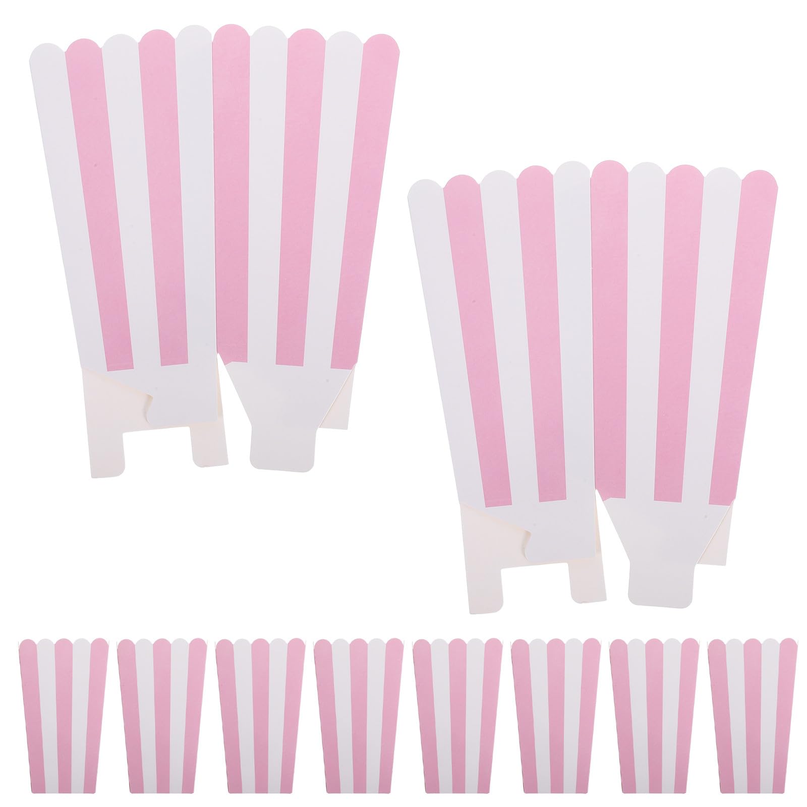 POPETPOP Secchio Popcorn a Strisce Rosa, Piccolo, Carta, 100 Pezzi