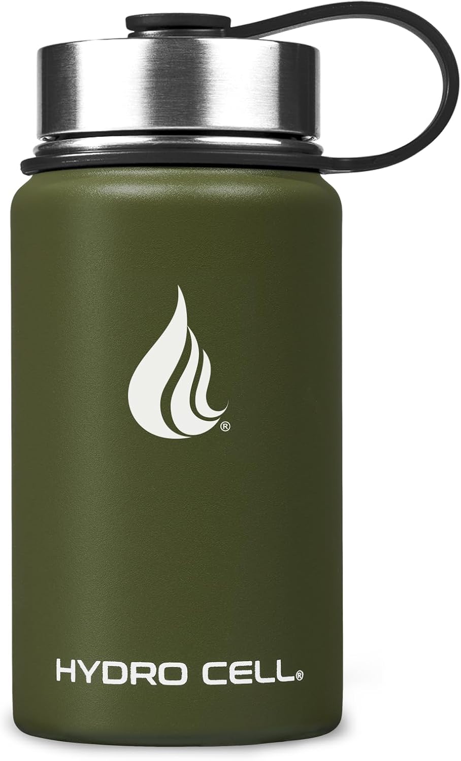 HYDRO CELL Stainless Steel Insulated Water Bottle with Straw - For Cold & Hot Drinks - Metal Vacuum Flask with Screw Cap and Modern Leakproof Sport Thermos for Adults (Army 14oz) - Image 9
