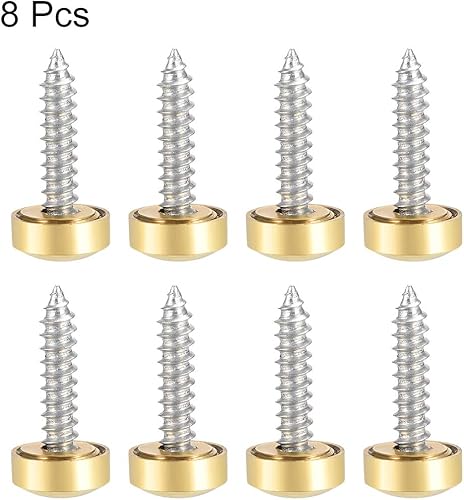 Miniatura 4 de uxcell Tornillos de espejo tapas decorativas cubierta clavos oro pulido 0.394 in 8pcs