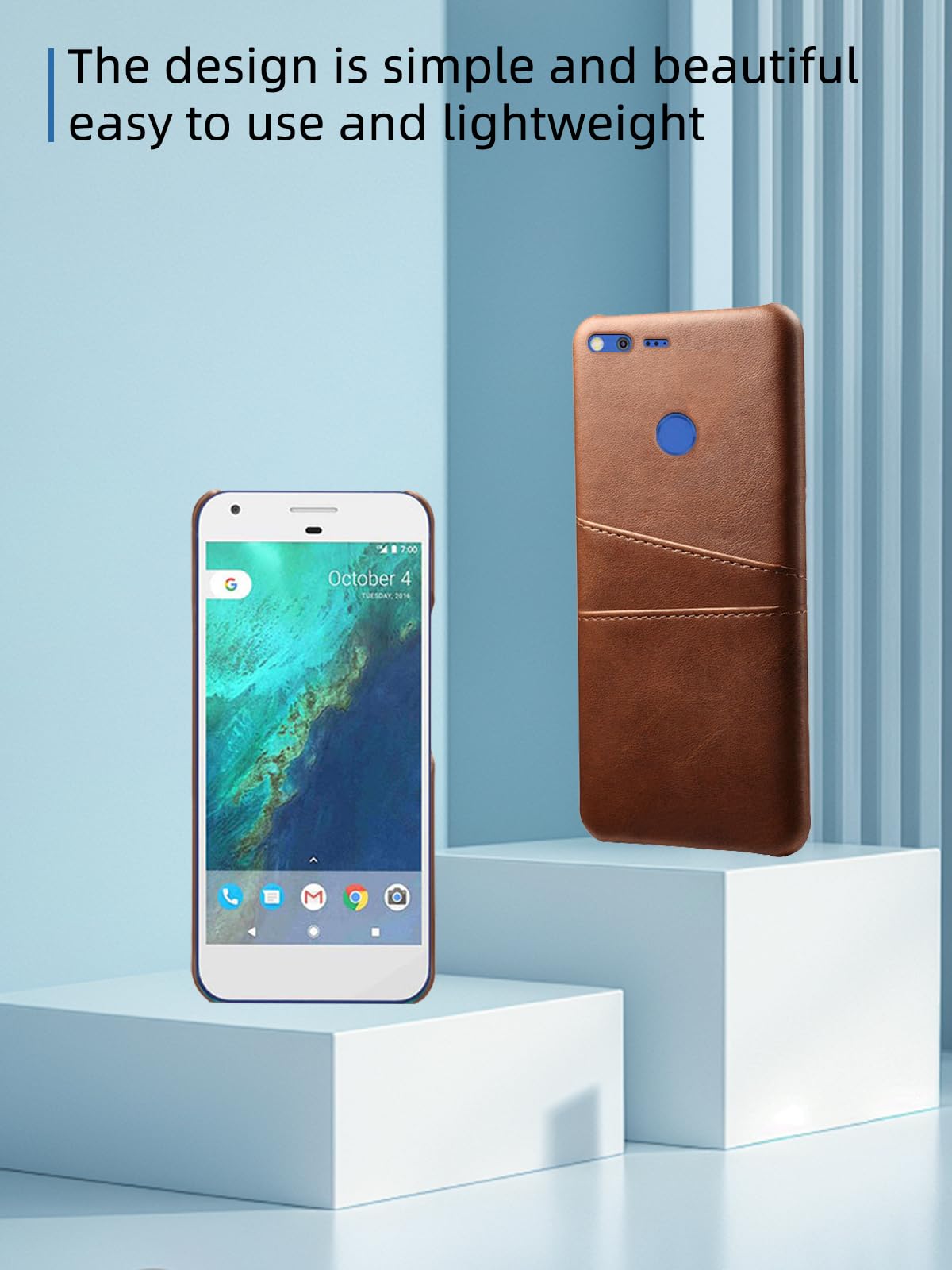 for Google Pixel 2 XL Case,UYRUREL with Card Holder Color Blocked Cowhide Phone case,Comprehensive Protection & Convenient Travel,Brown.