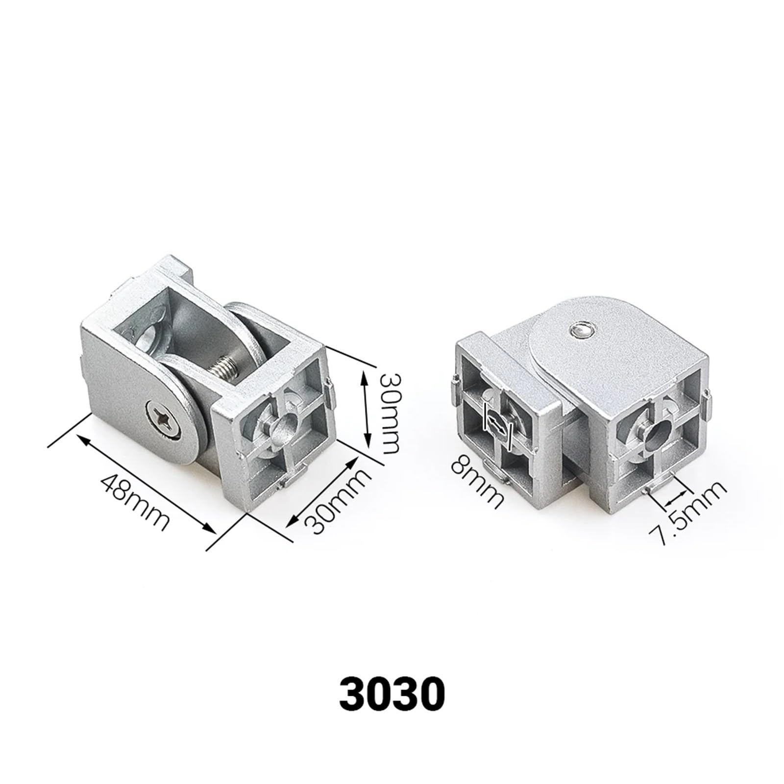 Bisagra de aluminio fundido con conector de junta pivotante Flexible, 4 Uds., for perfiles de extrusión de aluminio 20/30(3030)