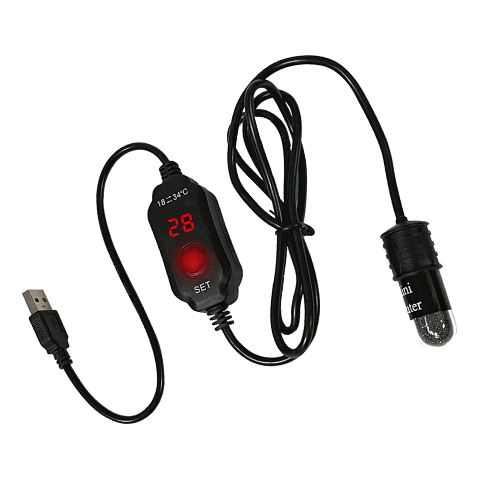 Juego de 5 calentadores de acuario pequeños de 10 W, termostato inteligente con pantalla digital ajustable, USB MINI 10 W