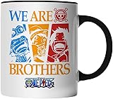 DragonHive Tasse - One Piece Mug Motiv 10 für Anime Manga Fans Motiv Monkey D Luffy Ruffy Ace Sabo - beidseitig Bedruckt - Geschenk Idee Kaffeetasse mit Spruch, Tassenfarbe: Schwarz