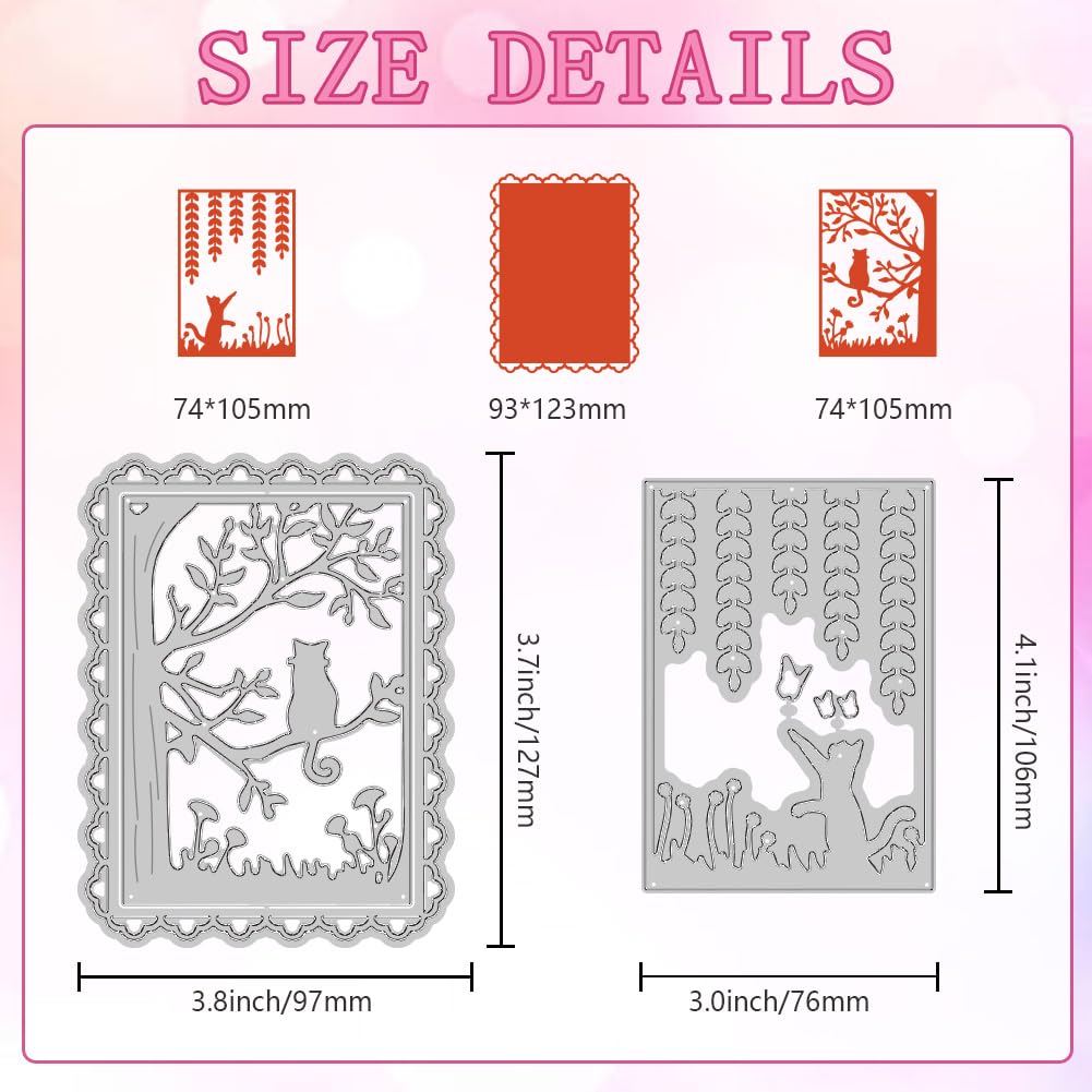 DELORIGIN Cat Frame Dies Cuts Metal Cat Cutting Dies Card Making Cutting Dies Stencils Template for DIY Embossing Scrapbooking Craft Paper Greeting Card Decor - Image 2