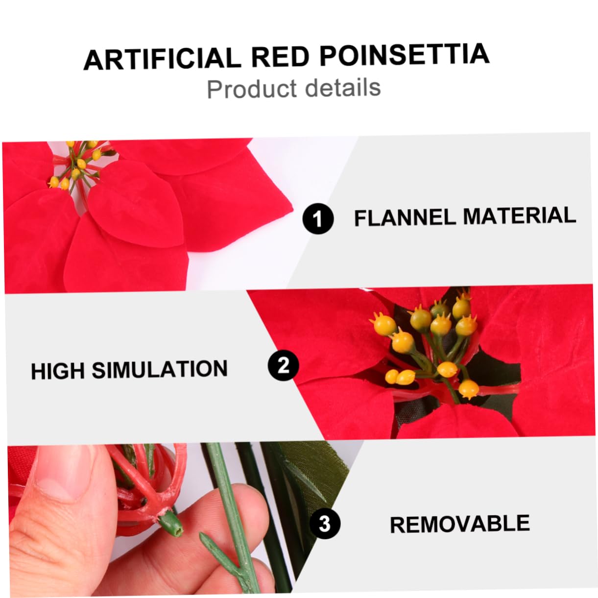 Ciieeo 2piezas Bouquet Artificial De Poinsettia Roja para Decoración Navideña Simulación De Flor para Fiestas y Centro De Mesa