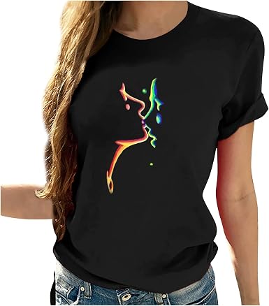 Amazon.com: Camisas para mujer con estampado gráfico para mujer, camisetas  para mujer, estilo informal, con cuello redondo : Deportes y Actividades al  Aire Libre