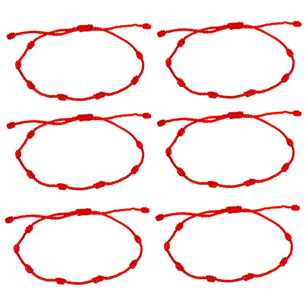 kelistom Handmade 7 Knots Red String Bracelet for Protection, Evil Eye and Good Luck, Amulet for Success and Prosperity, Friendship Bracelets for Women Men Teens