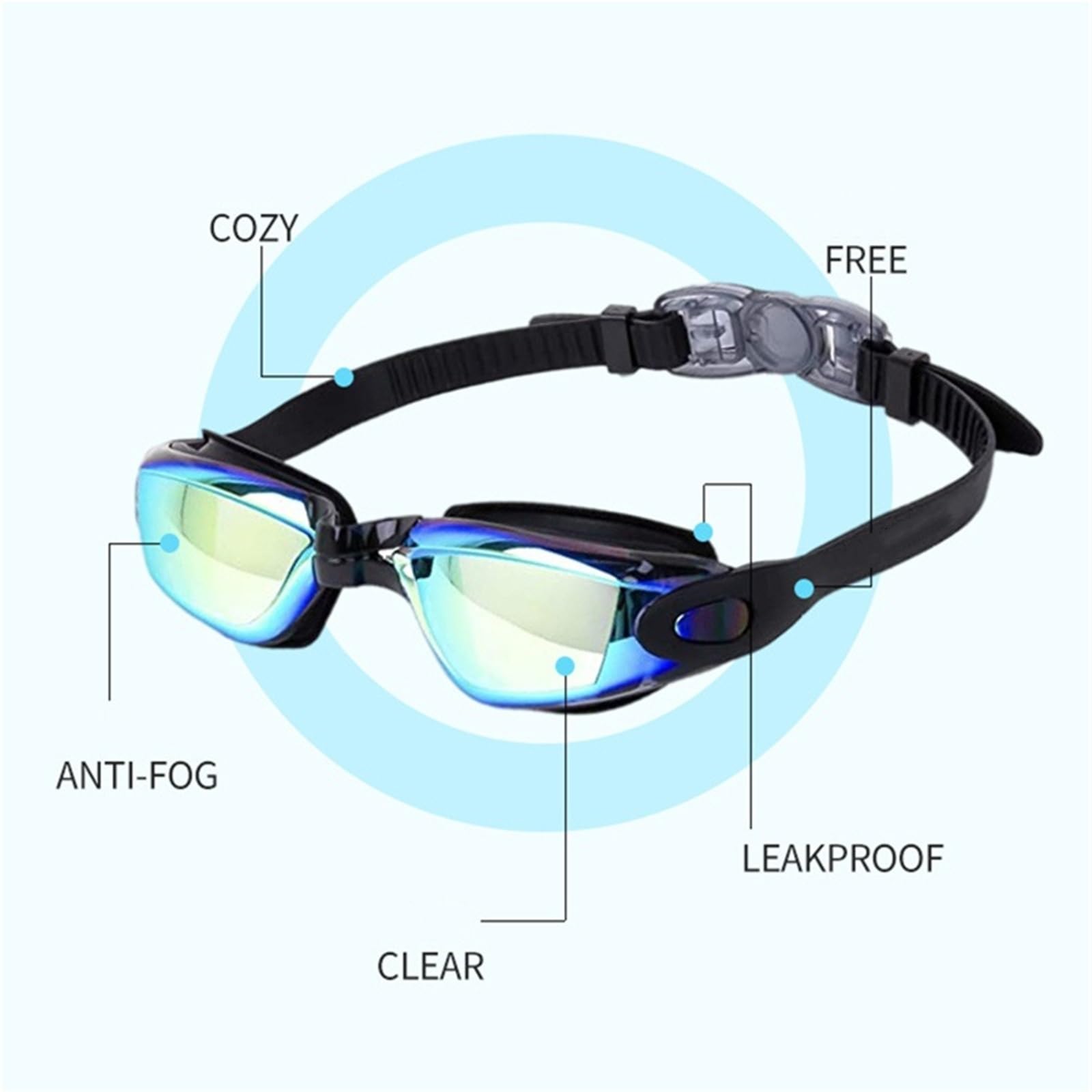 Gafas de natación profesionales Para Deportes | Hombres Mujeres impermeables antivaho piscina gafas de natación for adultos gafas de agua ajustables
