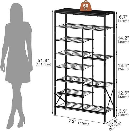 Miniatura 3 de Zapatero de 8 niveles, organizador de almacenamiento de zapatos con almacenamiento de botas, estante de zapatos de gran capacidad con capacidad para