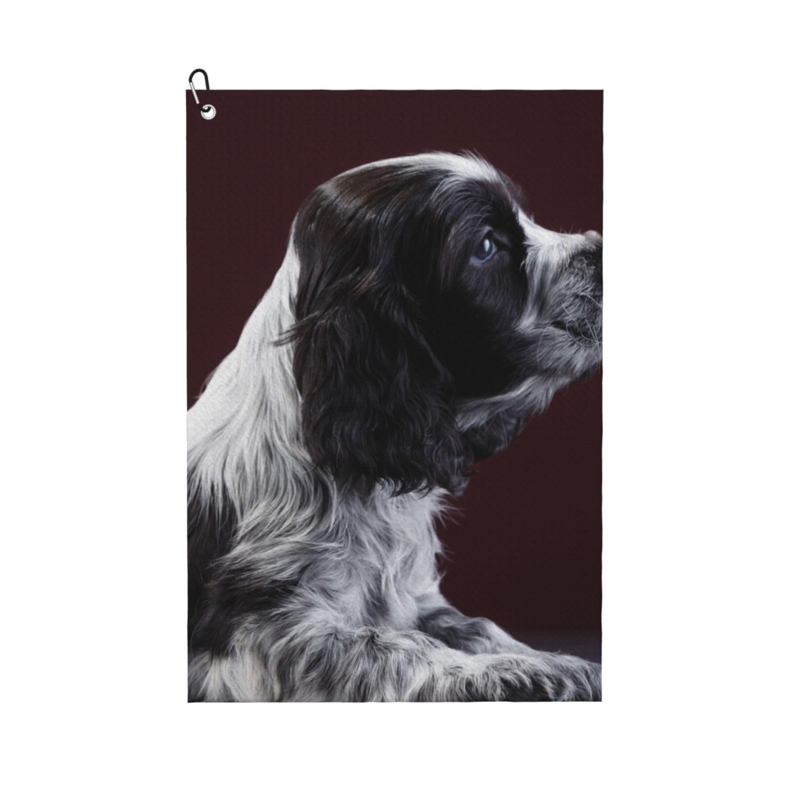 Hnnkloy Cocker Spaniel Puppy Black And White Spaniel, 16x24 in Portable Waffle Golf Towels with Carabiner Clip for Golf Bag