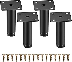 Fulushouxi 4pcs Furniture Legs, 8cm/3.15 Inch Adjustable Furniture Feet, Metal Fixing Support Feet for Furniture/Table/Chair/Desk/Kitchen/Wardrobe/Sofa