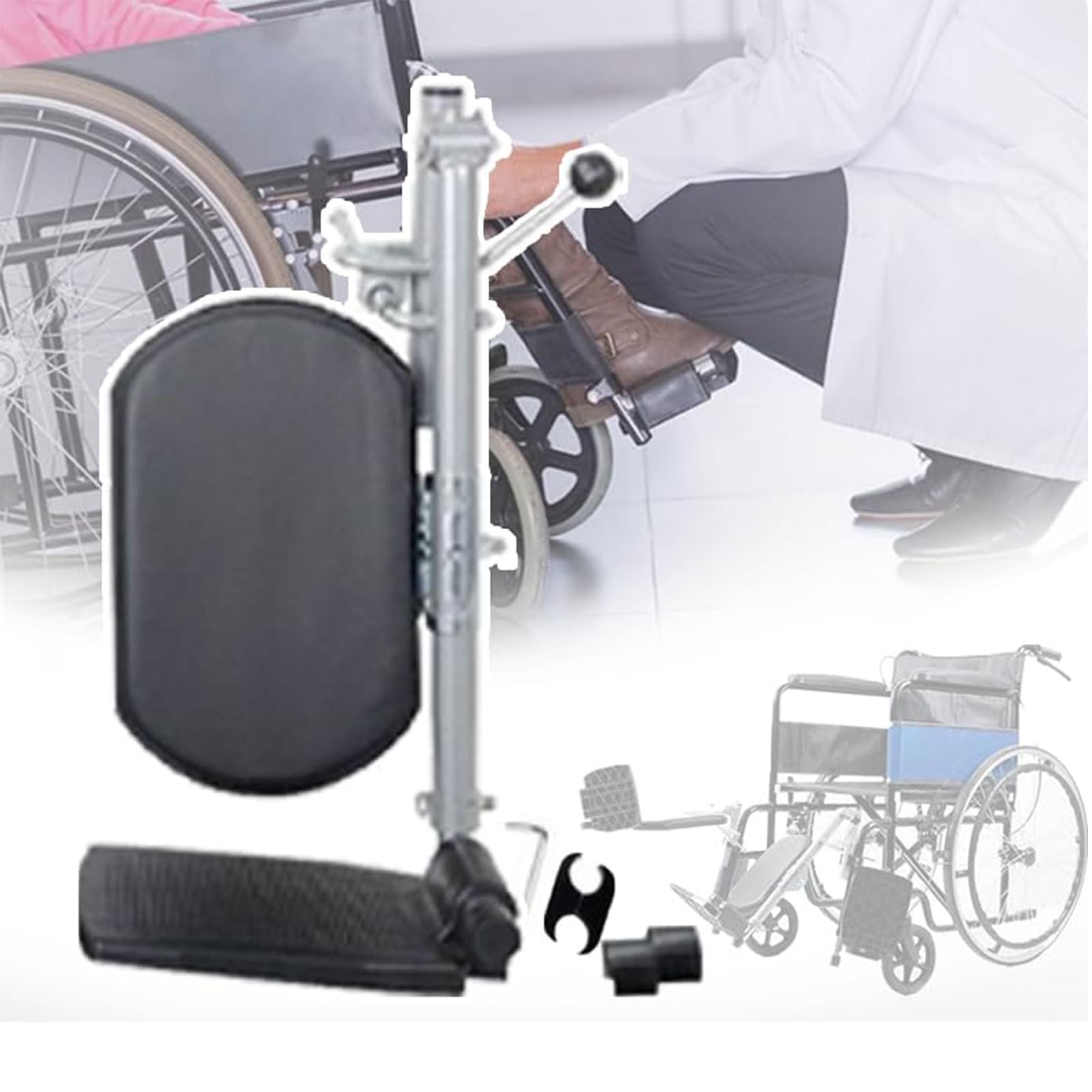 Oztysgxm Right Universal Wheelchair Leg Rest With Padded Footrest, Adjustable Angle 90°-180° Wheelchair Leg Rest Elevators, Easy Cleaning Fits Most Standard Wheelchairs,