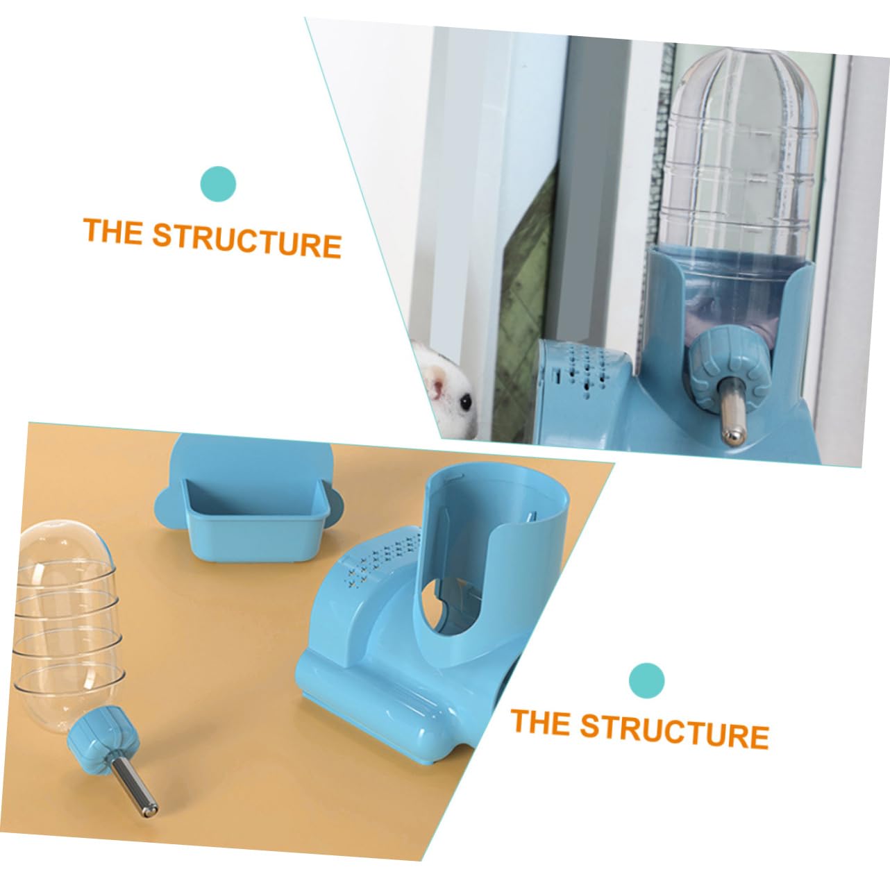 DOITOOL 2piezas Bebedero para Hámster y Roedores Diseño Vertical Antigoteo Multifuncional Botella Transparente Soporte para Agua y Comida para Animales Pequeños Sin Instalación Fácil