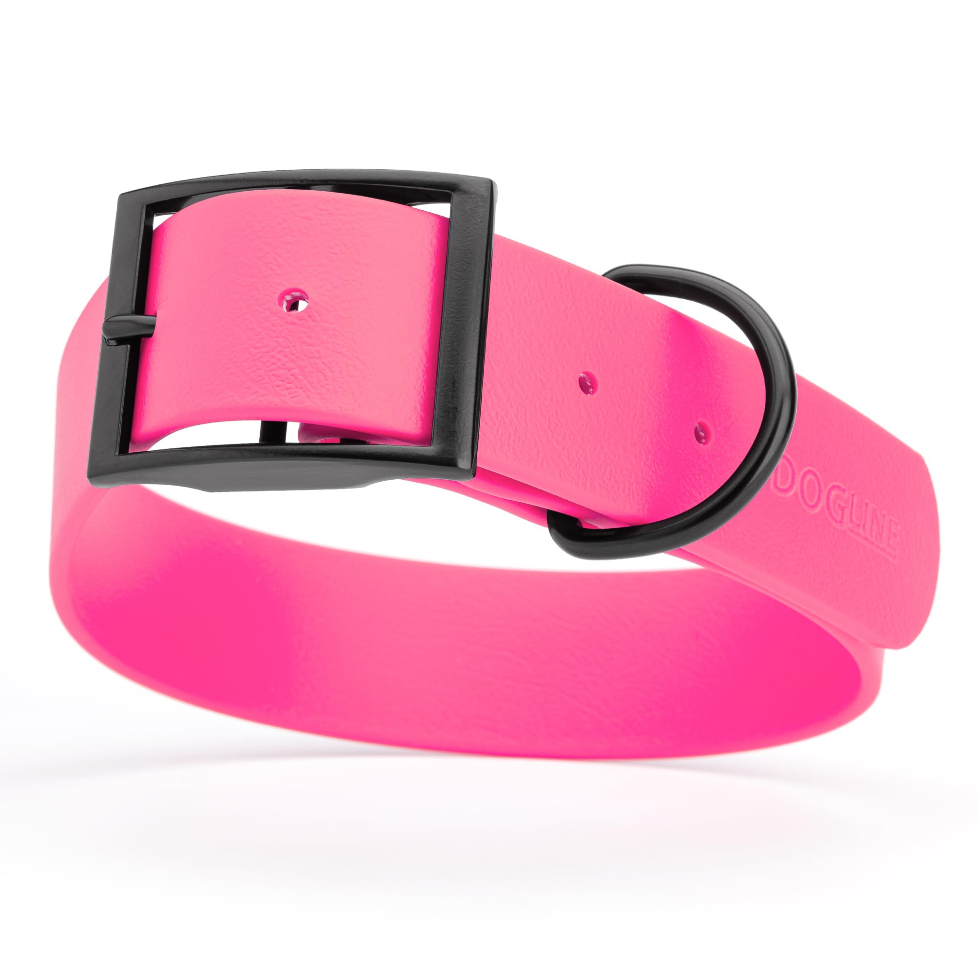 Dogline Biothane Waterproof Dog Collar Strong Coated Nylon Webbing with Black Hardware Odor- Proof for Easy Care Easy to Clean High Performance Fits