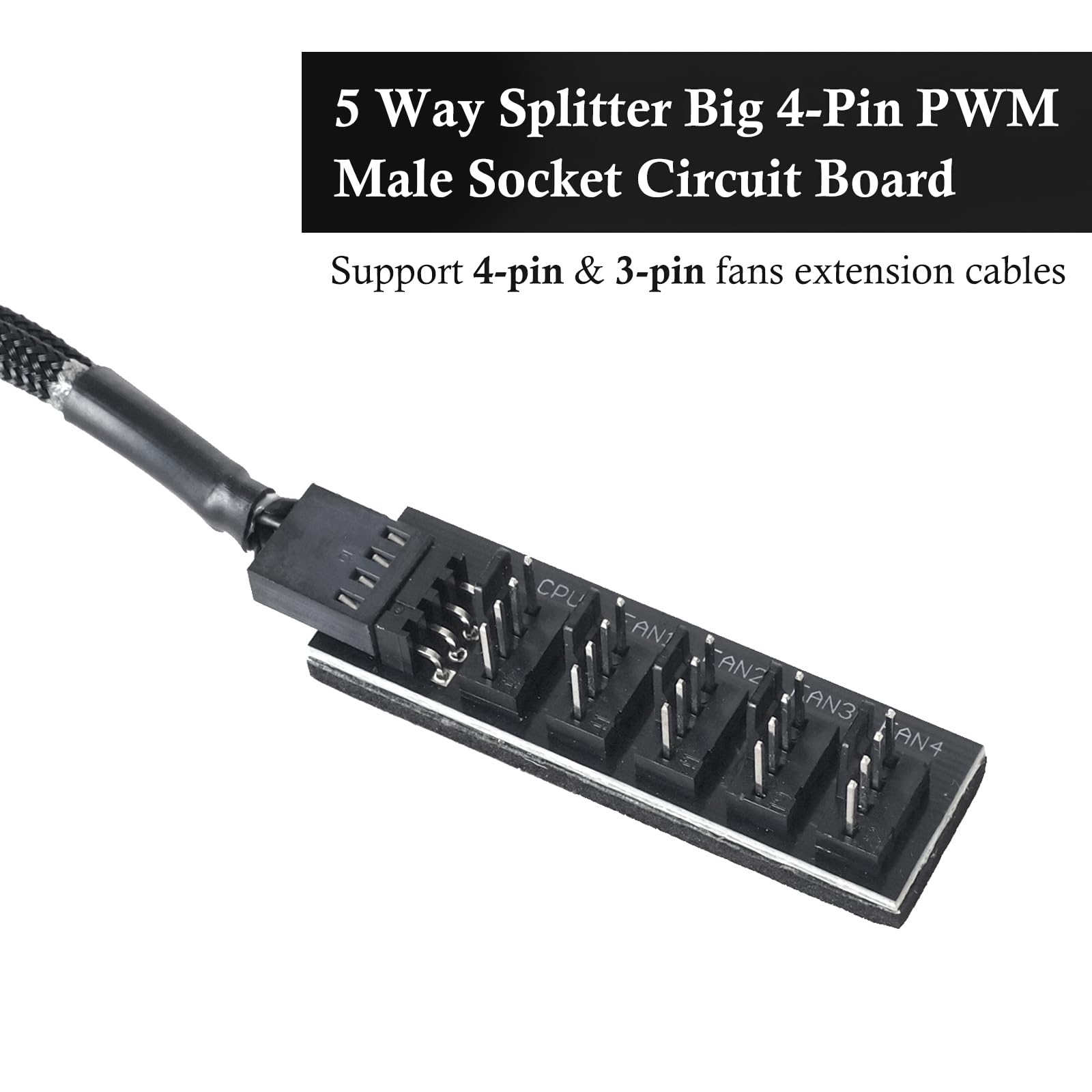 PWM Fan Hub, 4 Pines PWM PC Fan Hub Cable De Fuente De Alimentación De 1 A 5 Vías Para Ventiladores De Computadora De Escritorio De 12 V