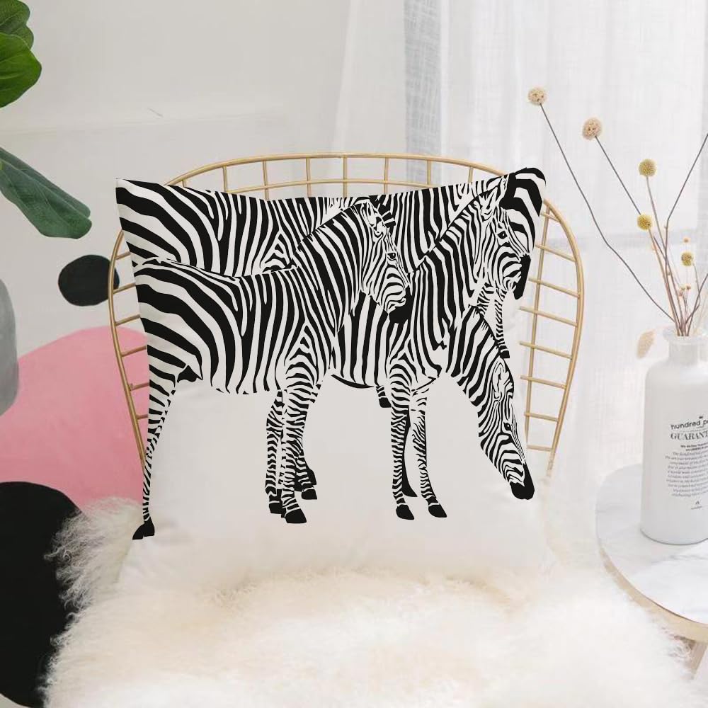 Hyosxw Safari, Zebras African Animals Skin Print Wi - A3 Cushion Cover,Throw Pillow Case Home Decorative For Living Room Bedroom Sofa Chair 18X18 Inch,Safari, Zebras African Animals Skin Print With Stripes Jungle,Pillowcase 45X45cm