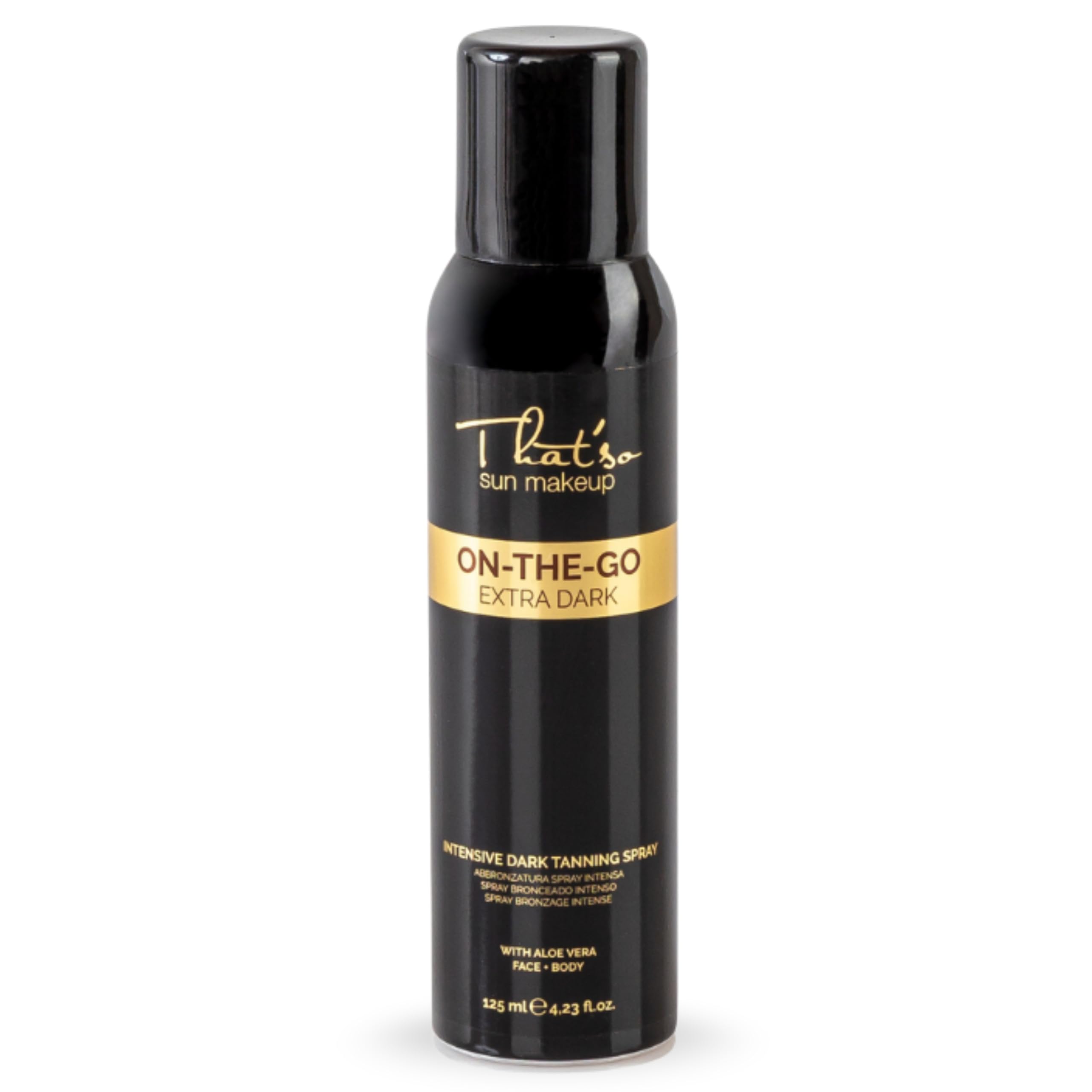 On The Go Extra Dark Spray Autoabbronzante Viso e Corpo 125ml Abbronzatura Istantanea Naturale Bronzea Pigmento Naturale Bronzo Dorato Formula Anti-Aging con Aloe Vera Migliora Elasticità della Pelle