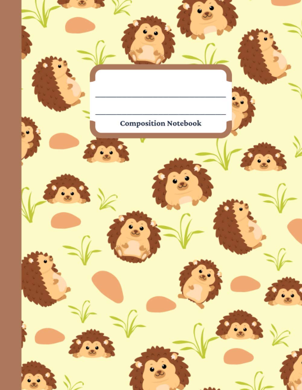 Composition Notebook: Cute Hedgehog And Grass College Rule Notebook For Writing (Hedgehog Notebook) - College Ruled
