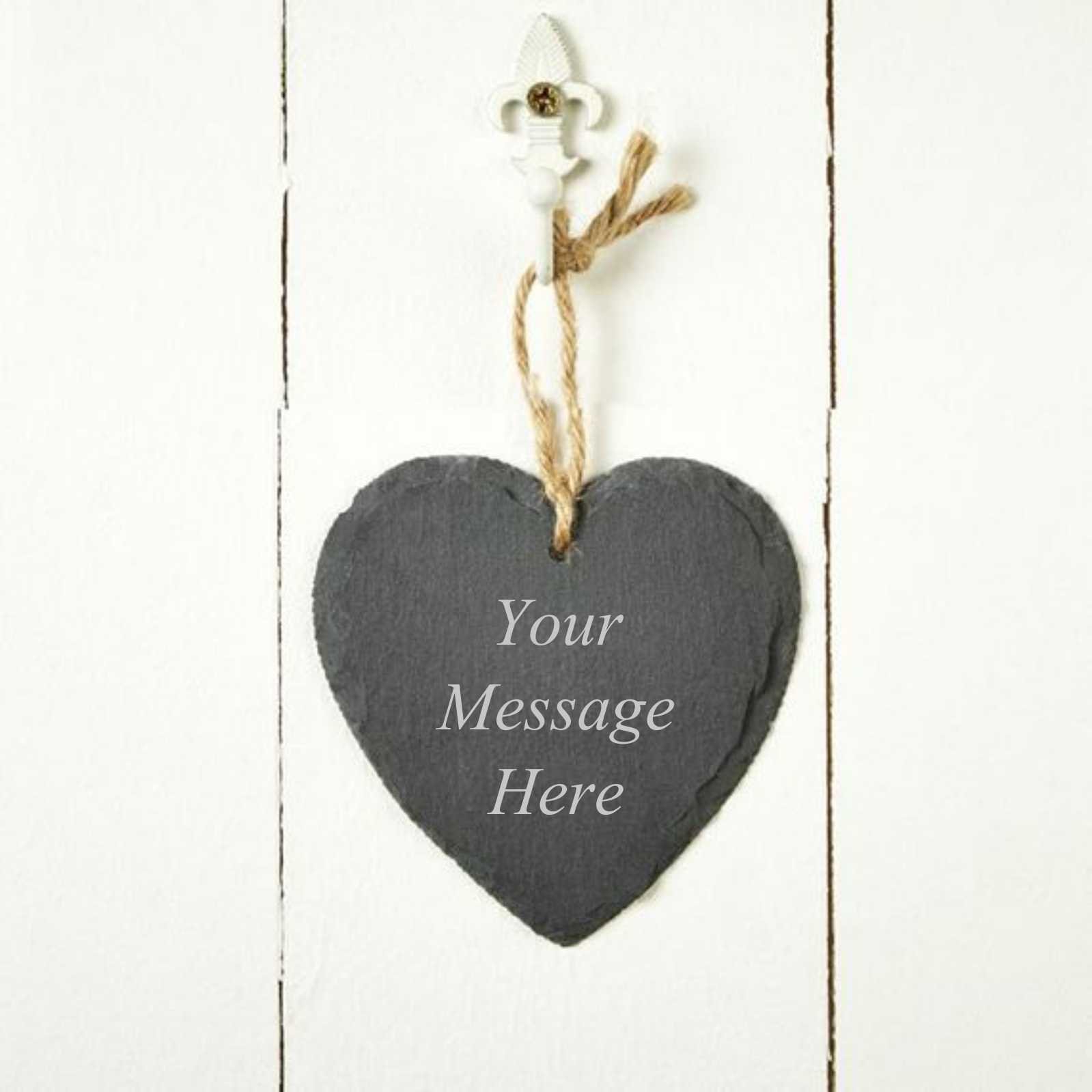 Personalised Engraved Hanging Slate Heart with Rope