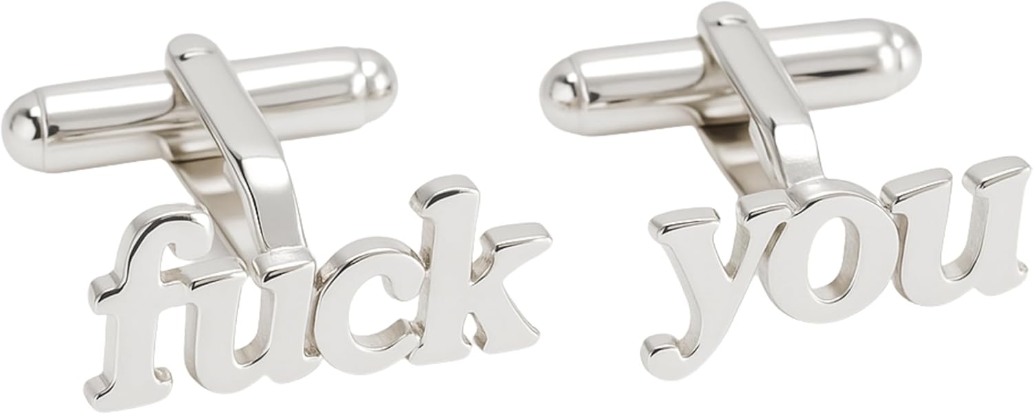 Men's Fuck You Sterling Silver Cufflinks - Handmade Jewelry Gift Ideas for Men and Father's Day - Birthday Valentine's Groom Best Man Gift