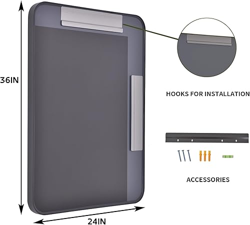 Miniatura 34 de GLSLAND Espejo de pared rectangular de 30 x 48 pulgadas para baño, marco de aleación de aluminio dorado, espejo rectangular para decoración