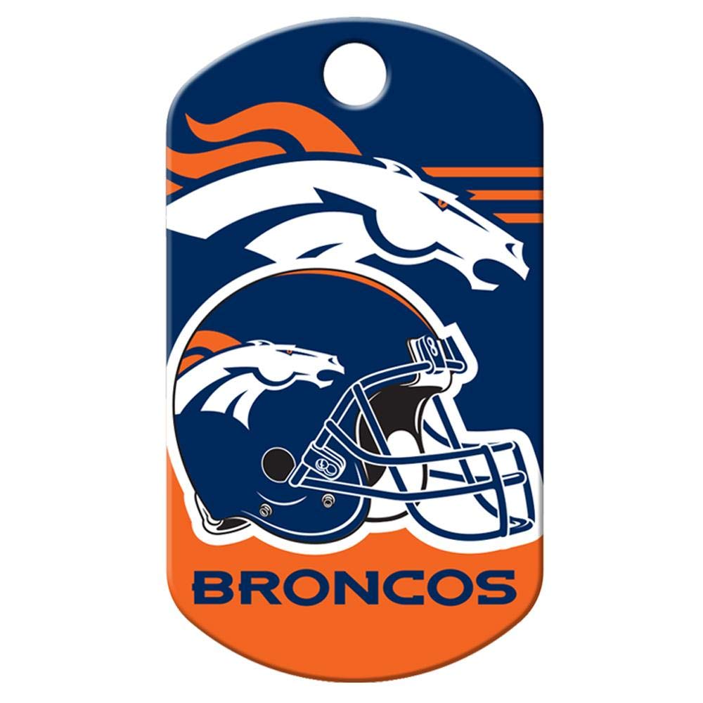 GoTags Personalized NFL Dog Tags, Custom Engraved Pet ID Tag, Denver Broncos, Military Shape