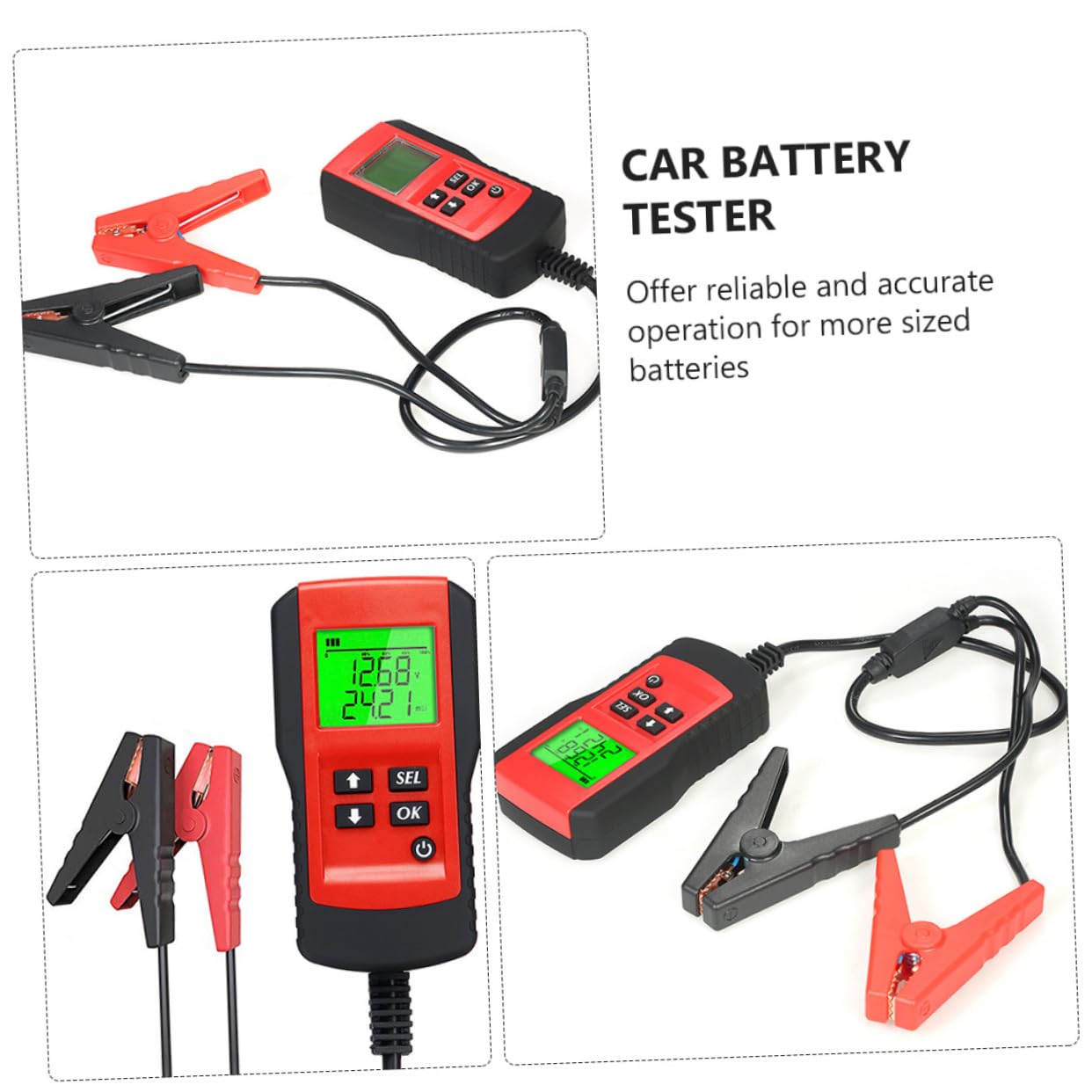 Alipis Tester Per Batteria Auto Analizzatore Di Carica Digitale Display Lcd Chiaro Strumento Di Test Per Batterie Auto Affidabile e Preciso Misura Intervallo