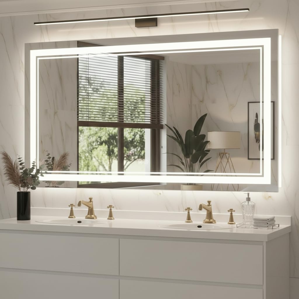 36 x 30 LED Bathroom Mirror with Lights, Lighted Bathroom Vanity Mirror for Wall,Frontlit & Backlit, Anti-Fog, Shatterproof, 3 Adjustable Color Temperatures & Memory Function (36X30)