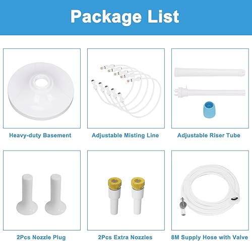 Miniatura 7 de Misters for Outside Patio, Standing Misting Cooling System, Portable Outdoor Water Mist Hose Kit, Adjustable 45.7in Height & 5 Spray Nozzles for