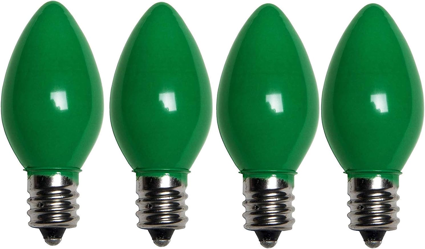 7 Watts C7 Ceramic Green Light Bulbs Colored C7 120 Volts Candelabra E12 Base Steady Burning Lamps for Night Lights Christmas String Lights and Holiday Decorations 4 Pack