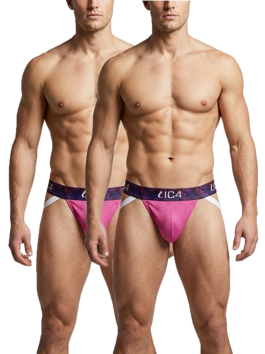 ic4 Men's Solid Jockstrap Brief Combo Pack of 2 Pink-picture-27