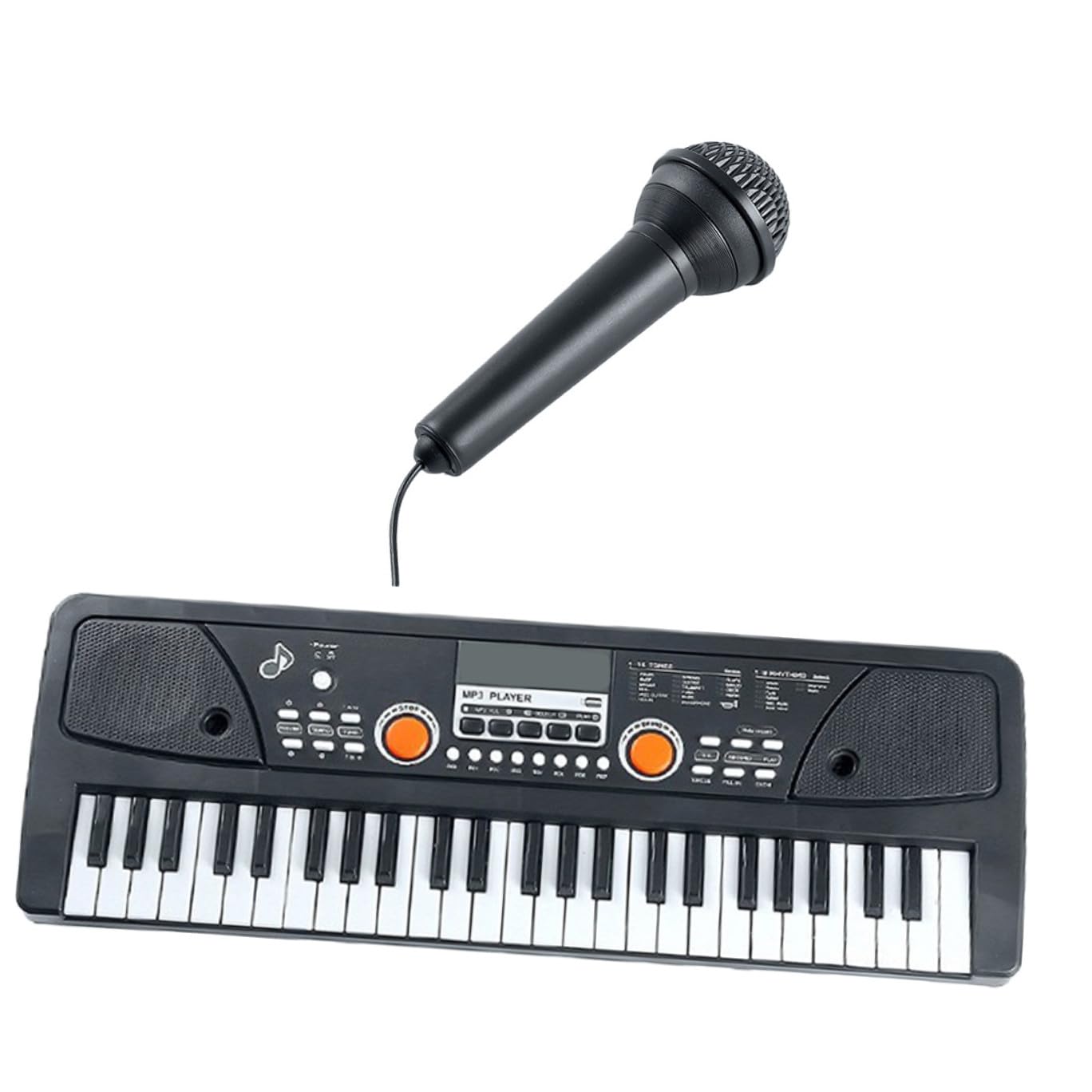 Piano Electrónico Infantil de Plástico de 49 Teclas con Micrófono Juguete Musical Educativo Multifuncional y Cumpleaños para Aprendizaje