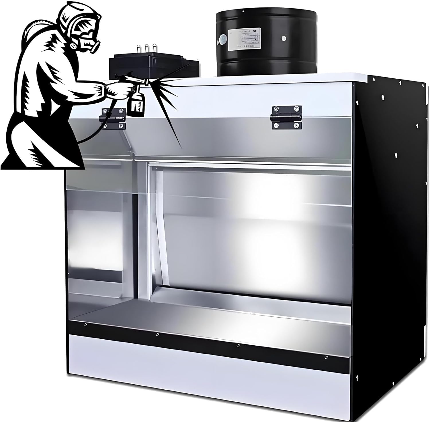 Spray Booth with Waterfall Technology, Airbrush Paint Station with Durable Water Curtain and Bright LED Lights for Professional Hobbyists, Artists, and Pottery Enthusiasts M