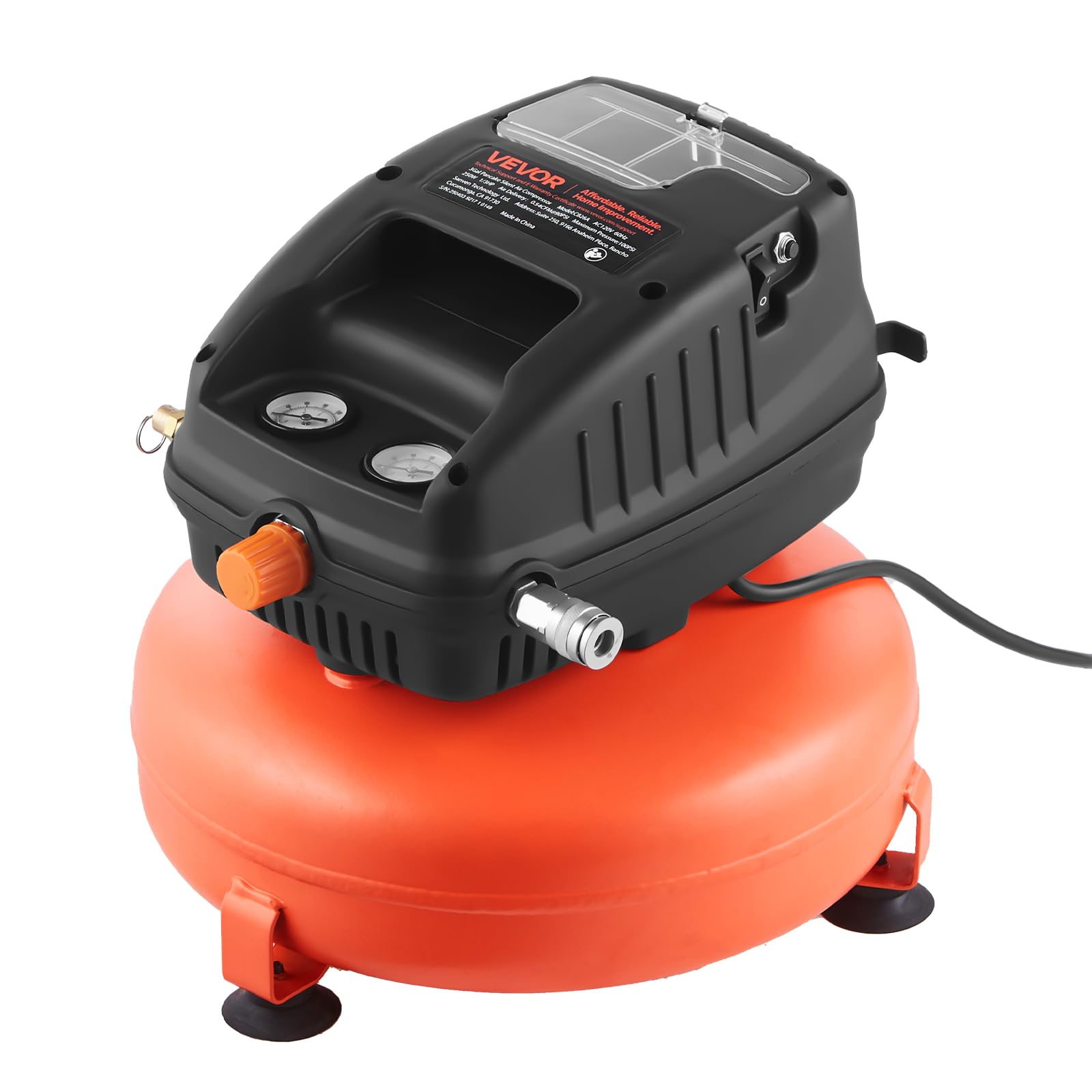 VEVOR 3 Gallon Air Compressor, 1/3HP 0.54CFM @ 90PSI Portable Pancake Air Compressor & 100PSI Max Working Pressure, Oil-Free Compressor Tank for Tire