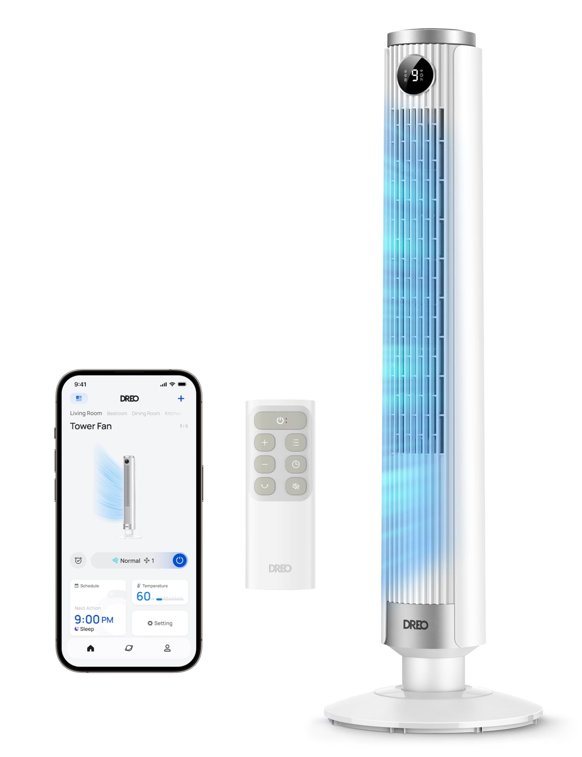Photo 1 of ***IMAGE FOR REFERENCE***DREO Smart Tower Fan for Bedroom, 40”-45” Adjustable Height, 20dB Quiet Fan