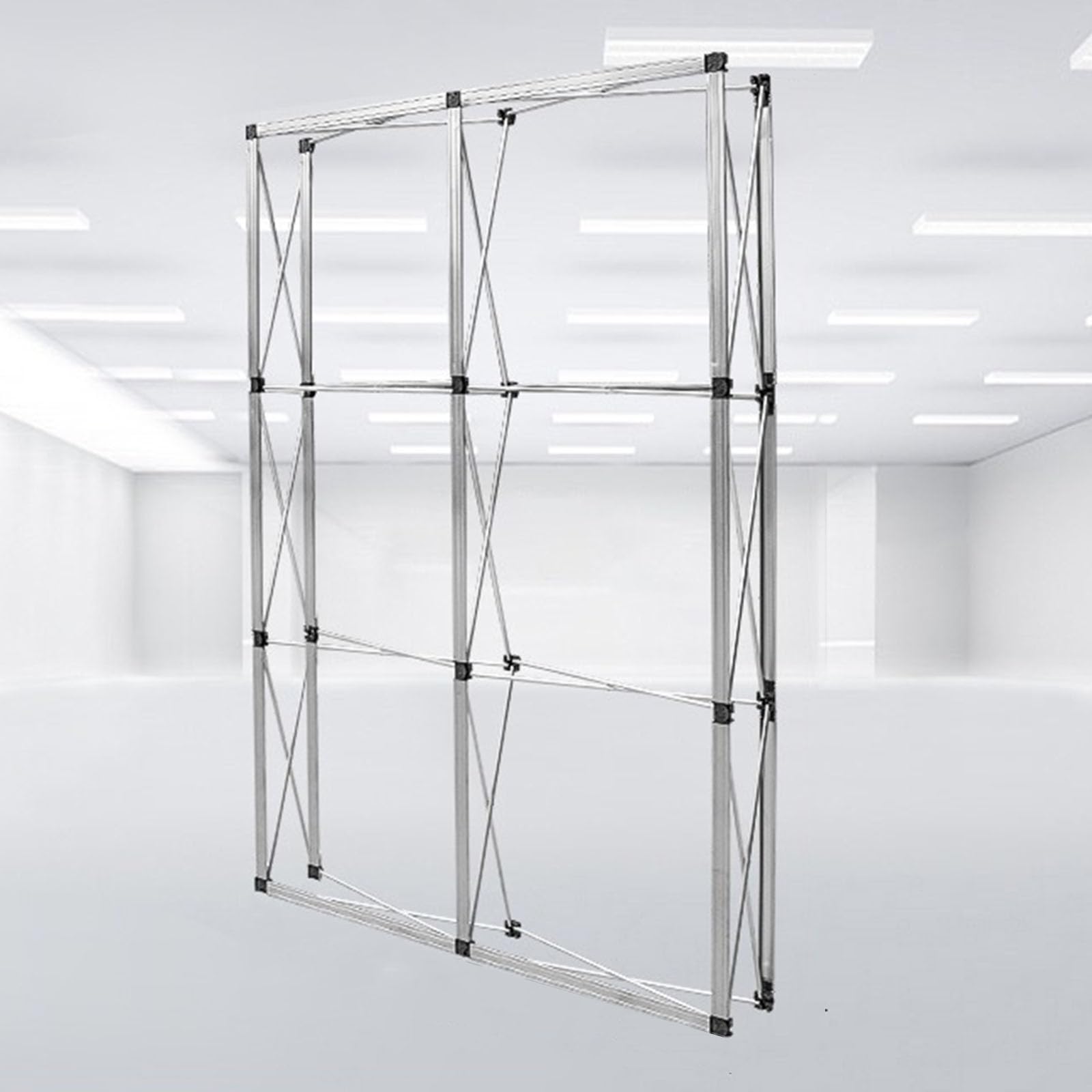 KJZQXYX Display Stand Tension Backdrop Booth Frame, Folding Aluminum Trade Show Exhibition Banner Stand, for Events and Conferences ( 3*2 grid)