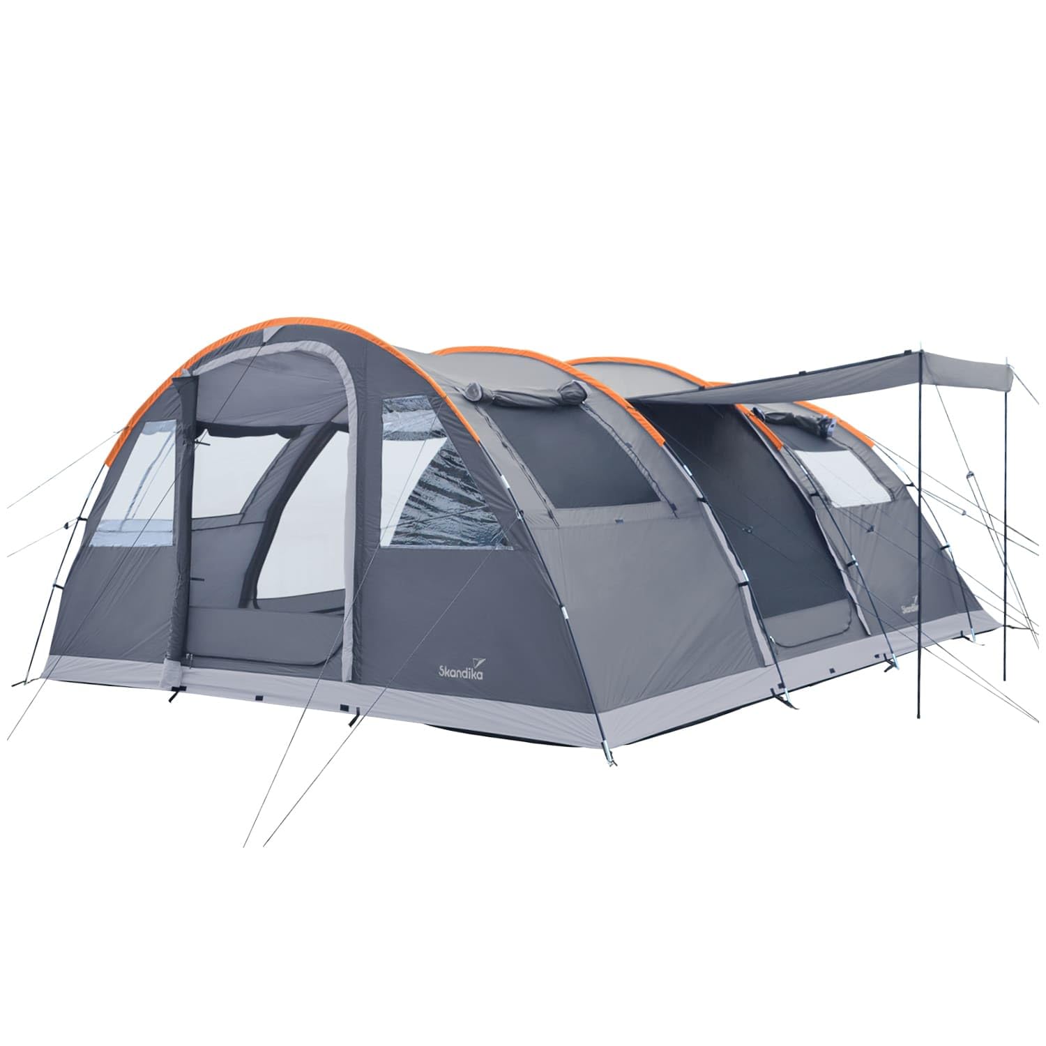 Skandika Gotland 6 Person Tunnel Tent Family Tent with Sewn Tent Floor, Waterproof, 5000 mm Water Column, Standing Height 2 m, Divisible Sleeping Cabin, Mosquito Net Sports & Outdoors