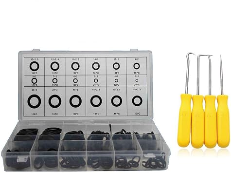 4pcs O Ring Seal Gasket Pick Hooks Puller Remover with Black 225pcs O-ring Assortment Tool Set Kit